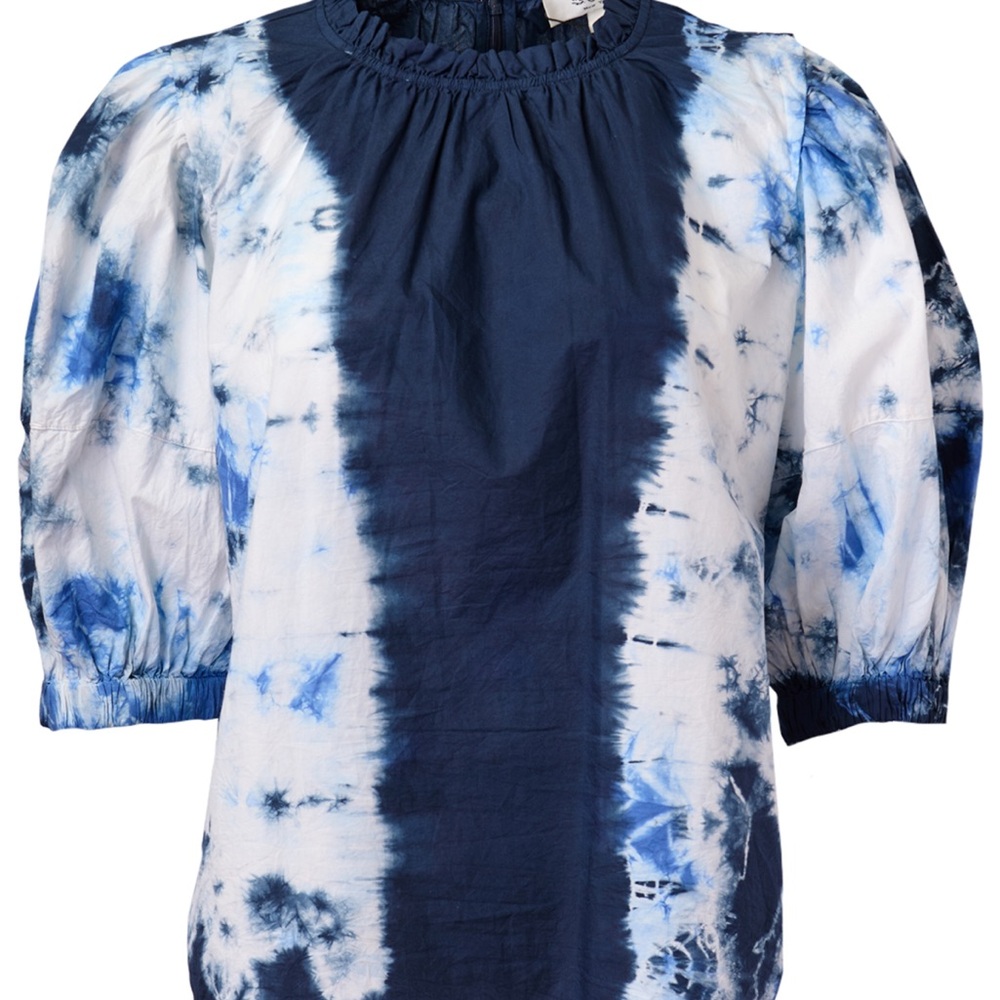 Sea New York Blue and White Tie-Dye Blouse Celestial Top